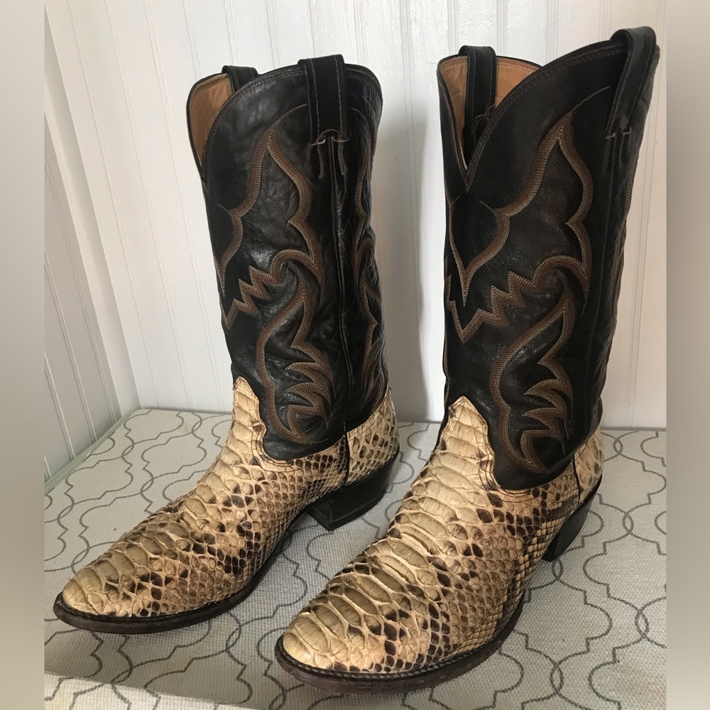 Mens Vintage Nocona Leather/Python Cowboy Boots